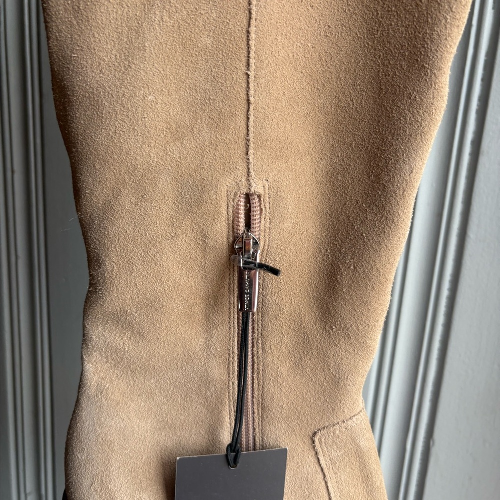 Women’s Tan Suede Tall Vince Camuto Afelia Wood Heel Boots NEW Size 9.5M - Picture 5 of 12